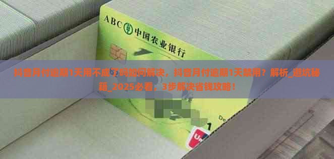 抖音月付逾期1天用不成了吗如何解决